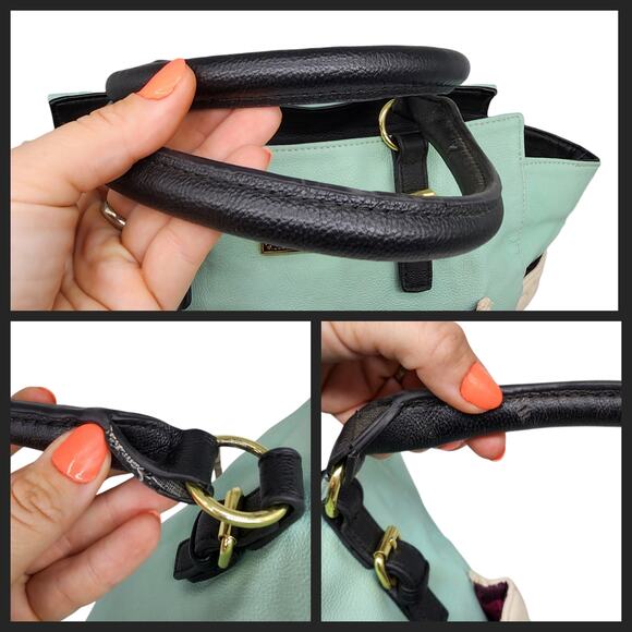 Betsey Johnson Purse Handbag Blue White Quilted Hearts Large Y2k 2000s Black - Picture 6 of 13